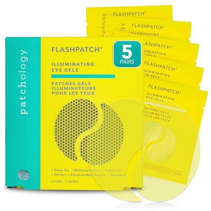 PATCHOLOGY Eye Mask, Brightening Under Eye Patches for Puffy Eyes and Dark Circles, Vitamin C Serum, Dark Circles Under Eye Treatment, Hydrating Eye Patches for women and men (5 Pairs)
