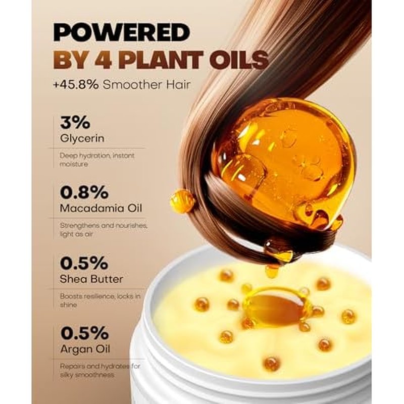 Collagen Hair Mask for Deep Conditioning, Keratin Hair Treatment with 4 Hydrolyzed Proteins, Moroccan & Avocado Oils Conditioner for Nourish, Calendula Gentian Extracts Care Dry & Damaged Hair
