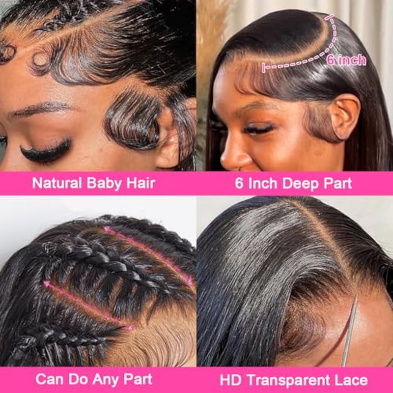 30 Inch 13x6 Lace Front Wigs Human Hair 200 Density Straight HD Lace Front Wigs Human Hair Pre Plucked 13x6 Lace Frontal Straight Human Hair Wigs for Women Glueless Wigs Human Hair Natural Color