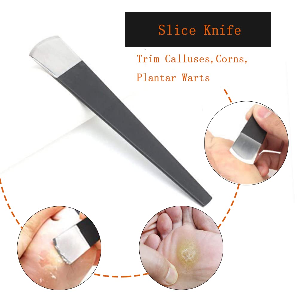 Watris Veiyi 4PCS Pedicure Knife Set, Ingrown Toenail Removal Kit, Pedicure Callus Shaver Tools, Professional Foot Scraper, Steel Foot Care for Dead Skin Corn Foot Remover Foot File Rasp (6.3in)