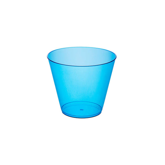 Party Essentials Hard Plastic 9-Ounce Party Cups and Old Fashioned Tumblers, Neon Blue, 25 Count