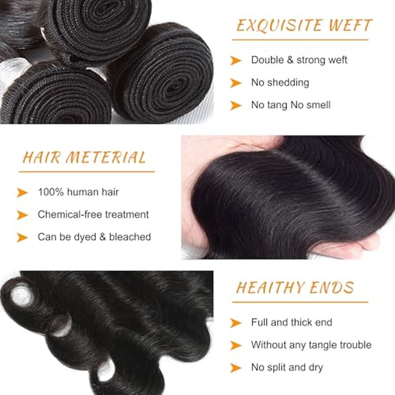 14A Brazilian Body Wave Bundles Human Hair 20 22 24 Inch 100% Real Raw Virgin Human Hair Bundles Body Wave 3 Bundles Human Hair Extension Natural Color£¨20 22 24£©