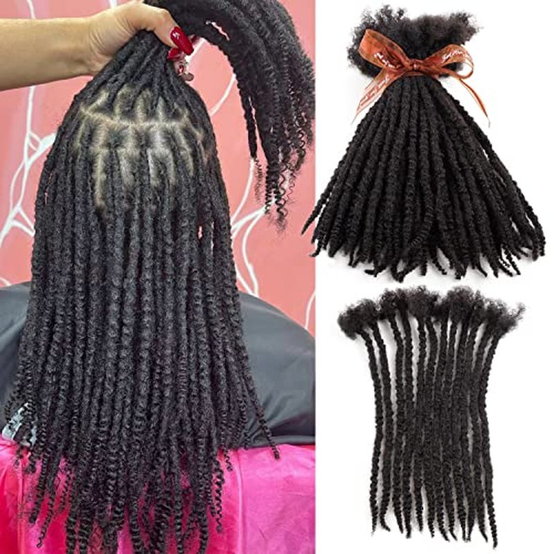 Orientfashion 10inch Textured loc Extensions Human Hair Curly Ends 0.8cm Thickness Full Hand-made Permanent Dreadlock Extensions Human Hair for Women/Men (10inch 30strands, 0.8cm Natural black)