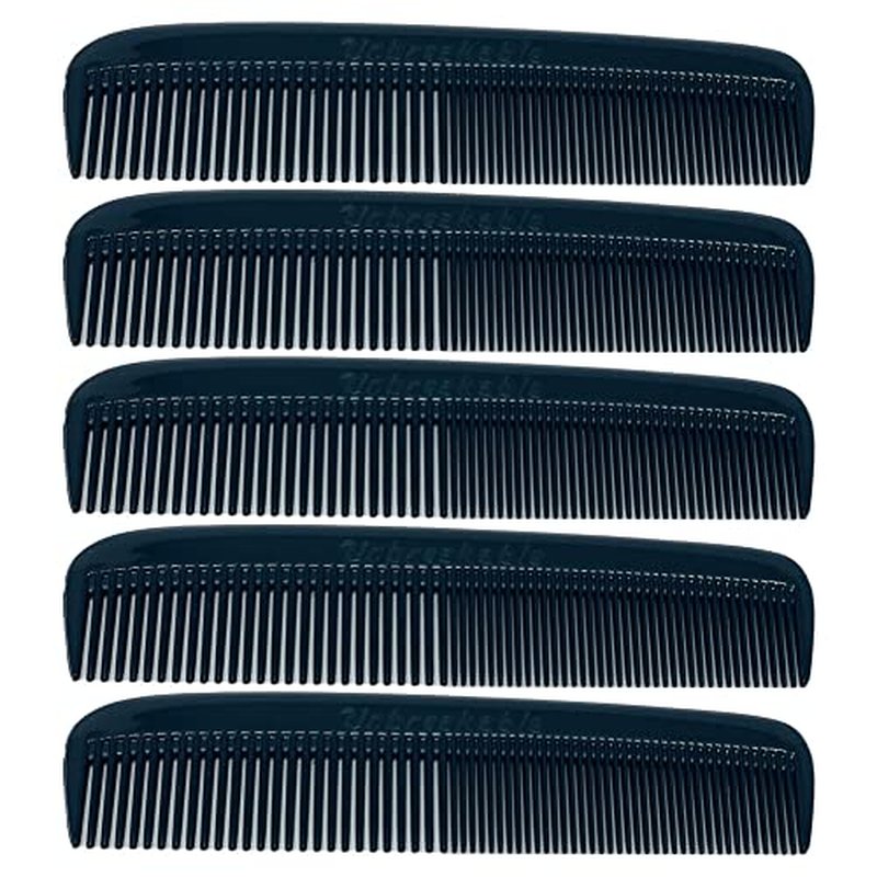 GENTS (5 Pack) Pocket Comb Black Unbreakable Round Teeth Course Fine Pocket Beard & Mustache Combs for Men's Hair | Sideburns Travel-Friendly Symmetry, Friendly Birthday Gifts