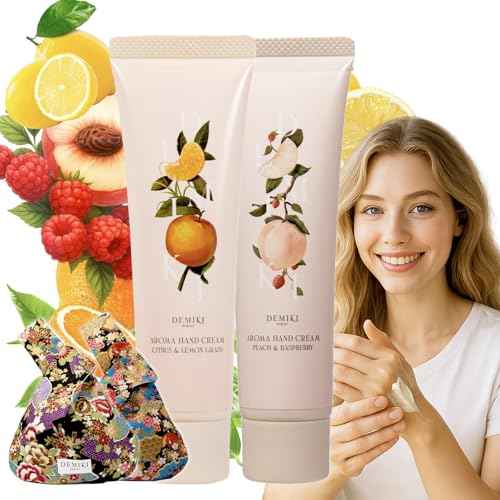 DEMIKI Shea Butter Hand Cream for Dry Cracked Hands, Birthday Gifts for Women, Bridesmaid Gifts, Nurse Gifts, Christmas Gifts, Party Favors, Hand Cream Gifts Set for Women, Travel Size1.7fl.oz x 2