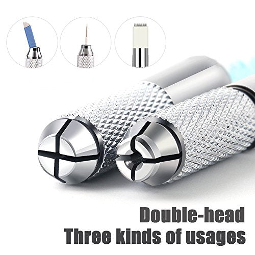 10 Pcs Double Sided Manual Tattoo Fog Eyebrow Pen Needle Tip Holder Tool Manual Pen Kit for Makeup Supplies