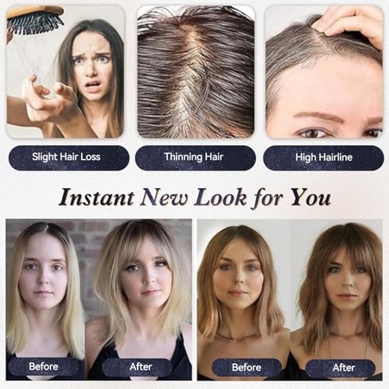 starluck Hair Toppers for Women Real Human Hair with Bangs 4.5"*5.5"Large Base 14 Inch 100% Real Human HairToppers for Women with ThinningHair Cover Gray Roots(ombre Light Blonde)
