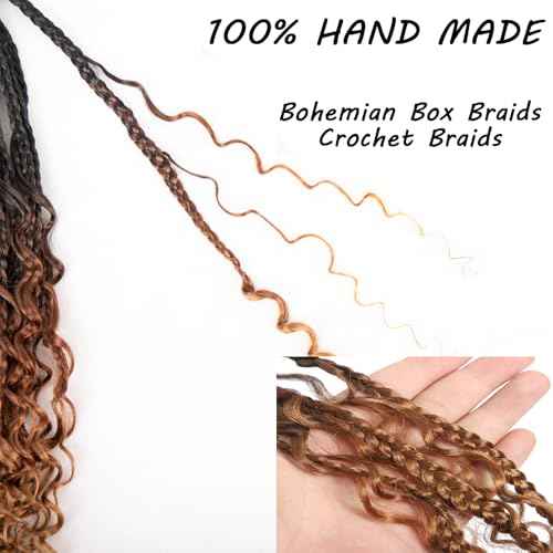 Goddess Box Braids Crochet Hair 14inch 112 Stands Boho Crochet Box Braids with Curly Ends 8 Packs Boho Box Braids Crochet Hair for Black Women Pre Looped Boho Box Braids Crochet Hair Extensions