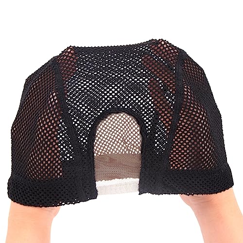 2 Pcs 1.4X3 Inch U Part Wig Cap for Making Wig Lace Wig Cap Dome Mesh Stretch Weaving Wig Caps (Medium Black)