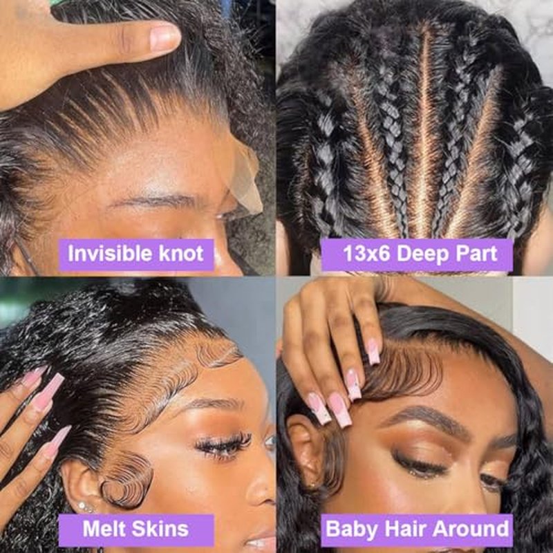 Deep Wave Lace Front Wigs Human Hair 200% Density 22 Inch Deep Wave Curly Wig Human Hair Lace Front Wigs For Women 13x6 Glueless Frontal Wig Human Hair Pre Plucked