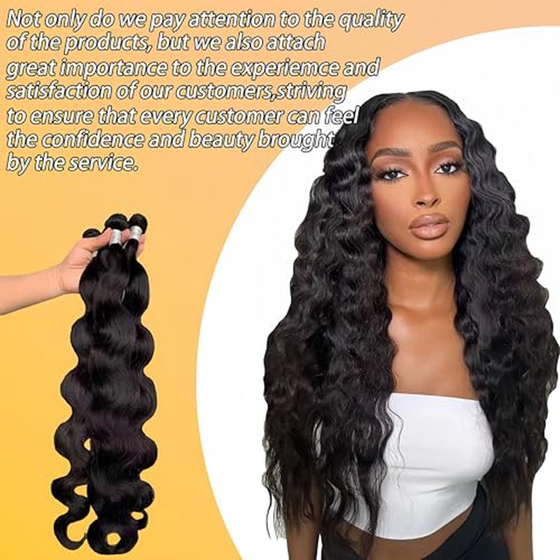 Body Wave Human Hair 100% Unprocessed Brazilian human Hair3 Bundles 20 22 24 Inch 300g/Pack Body Wave Selected Healthy Natural Black soft Smooth Double Weft Quick Weft Extensions for Women