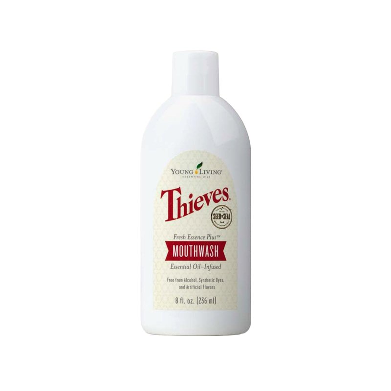 Young Living Thieves Fresh Essence Plus Mouthwash | 8 fl oz | Alcohol-Free and Fluoride-Free | Enhanced with Essential Oils | Peppermint, Rosemary, Lemon, & Cinnamon Oils