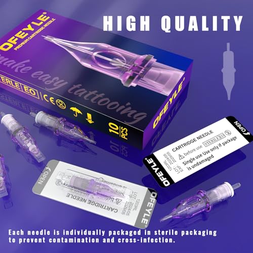 Tattoo Needles 10pcs Assorted Standard Size 9RL Disposable Tattoo Cartridge Needles with Membrane Round Liner Cartridges for Rotary Tattoo Pen Machine Gun Tattoo Supplies