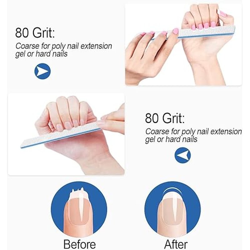 100 Pcs Nail Files for Natural Nails - 8080 Grit Nail File, Nail Files and Buffers, Strong Nail File for Acrylic Nails, Toe Nail Files, for Home and Salon Use