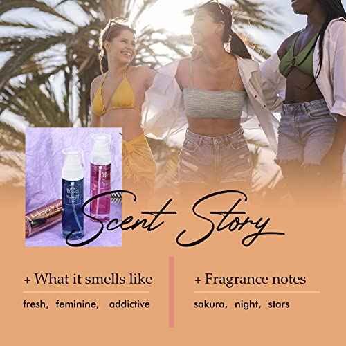 Body Spray for Women, Fragrance Mist Gift Set, Pack of 3, Each 3.4 Fl Oz, Total 10.2 Fl Oz, Cherry Blossoms, Stars, Night