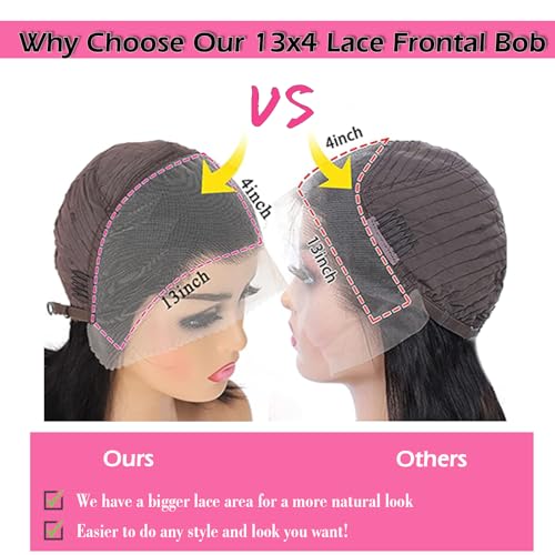 Bob Wig Human Hair Highlight Ombre 13x4 HD Transparent Lace Front Wigs 1b/27 Black and Blonde Wig Human Hair Pre Plucked with Baby Hair 180 Density Short Bob Wigs 10 Inch