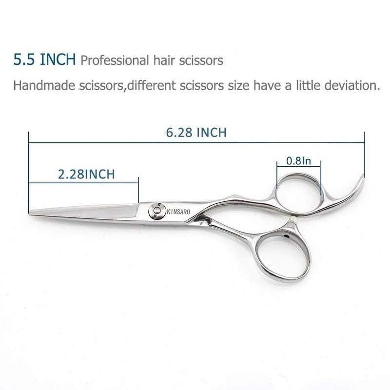 5.5" Barber Hair scissors Professional Hair Cutting Shears 440C Hair Cutting Scissors Shears Haircut Scissors Silvery Convex Blades KINSARO for Hairdresser Barber or Home Use