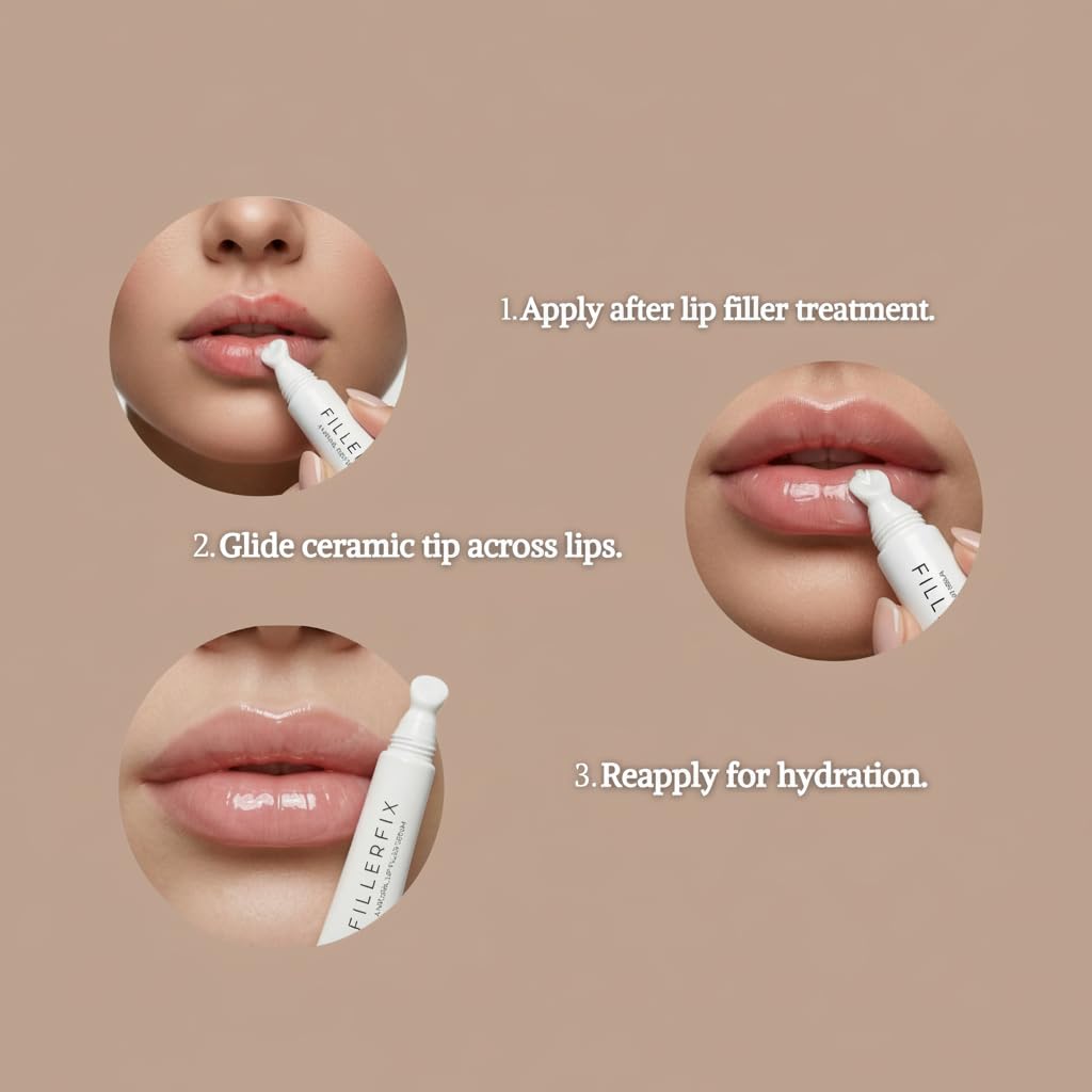 FillerFix Arnica Lip Balm for Lip Filler Aftercare – Organic Lip Serum with Cooling Ceramic Tip – Arnica & Calendula Lip Treatment