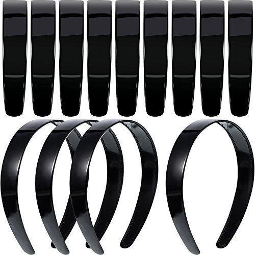 HESTYA 20 Pcs 1 Inch Black Plastic Headbands for Women Plain Craft Hairband with Teeth DIY Hair Accessories Headwear for Graduation Halloween Christmas