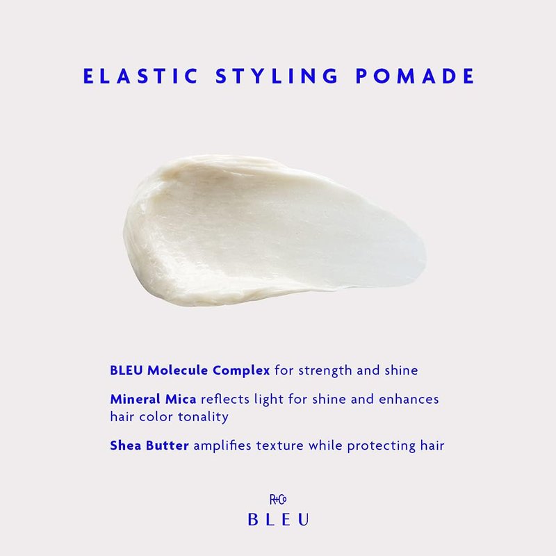 R+Co BLEU Elastic Styling Pomade – Adds Piecey Texture, Structure, and Separation, Pliable Light Hold for Short and Long Hair, Re-invent Your Style, 1.7 oz