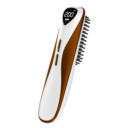Luxspire Cordless Hair Straightener Brush, Dual Power Hair Brush Straightener with 45W Fast Charger, 6 Temps 200M Negative Ions, Portable Comb for Travel, White