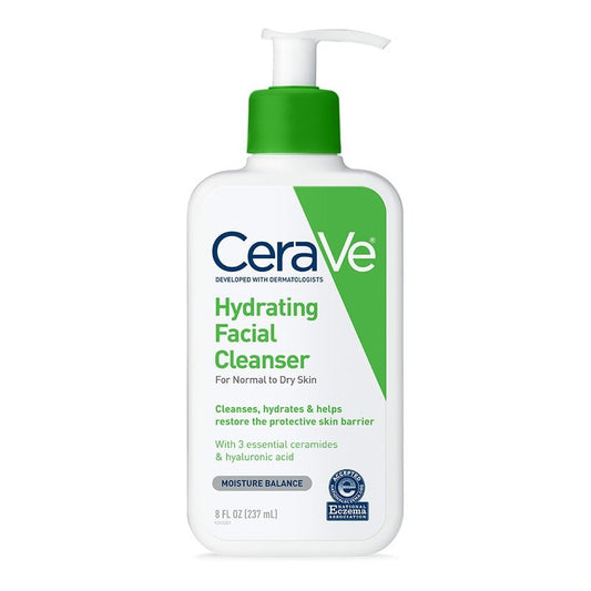 CeraVe Hydrating Facial Cleanser, Moisturizing Face Wash For Dry Skin, Hyaluronic Acid + Ceramides + Glycerin, Hydrating Cleanser For Normal To Dry Skin, National Eczema Association Certified, 8oz