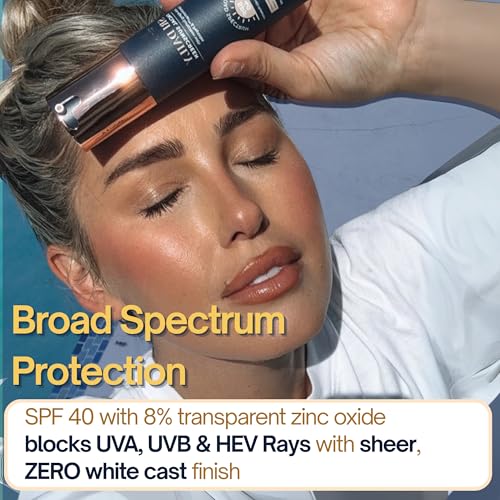 SRILabs Daily Facial Sunscreen - SPF 40 - Anti-Aging with Lipochroman & Peptides - Transparent Zinc Oxide - Universal tint & Weightless - 1.7 OZ