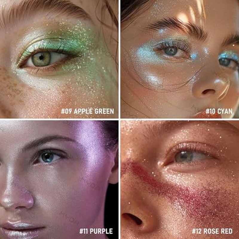 KYDA Highlighter Powder Spray, High Glossy Shimmer Sparkling Powder for Face and Body Glitter Makeup, Body Glitter Spray, Golden