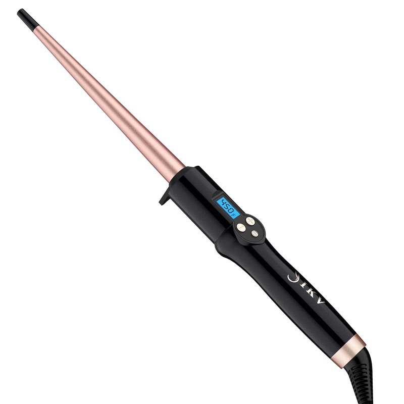 Tapered Curling Wand for Long Hair,3/8-3/4 Inch Curling Iron Ceramic Barrel,Dual Voltage Tapered Wand Iron 0.38" to 0.75",Heat-Resistant Glove(225-450℉)