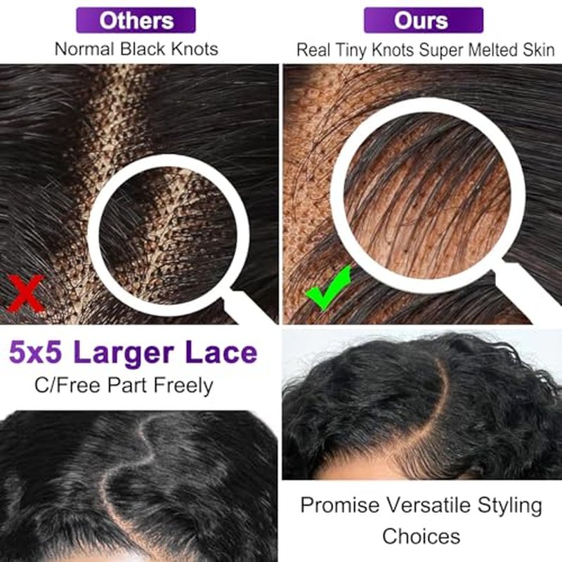 Curly Closure Wig Human Hair 5x5 HD Transparent 22 Inch Glueless Kinky Curly Wig ReadytoGo Pre Plucked for Black Women 5x5 Invisible Deep Curly Lace Front Wigs Wear and Go