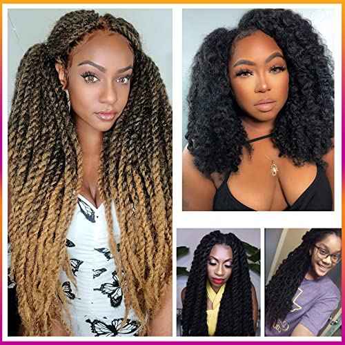 ToyoTress Marley Twist Braiding Hair - 18 Inch 6 Packs Black Marley Hair For Faux Locs, Marley Twist Crochet Hair Afro Kinky Curly Crochet Braids Synthetic Braiding Hair (18 Inch, 1B-6P)