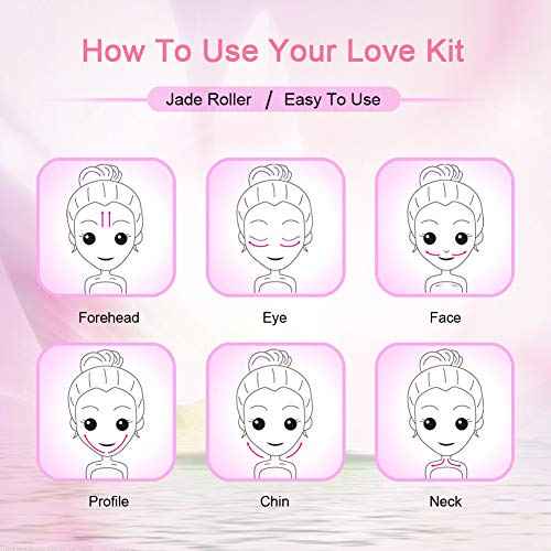 2 Pack Jade Facial Roller & Rose Quartz Face Roller for Wrinkles and Puffiness, Natural Jade Stone Face Massager Roller