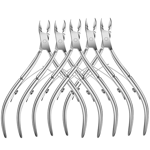 5 Packs Cuticle Trimmer, Cuticle Nippers Professional Stainless Steel Cuticle Cutter Clippers Cuticle Remover, Pedicure Manicure Tools for Fingernails and Toenails