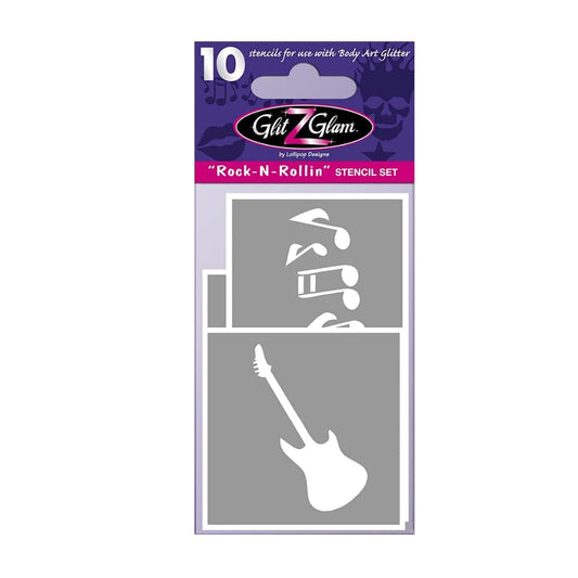 Tattoo Stencil Set for Glitter Tattoos: Rock N Rollin Temporary Tattoos - Hypoallergenic and Dermatologist Tested!