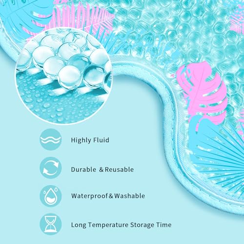 2PCS Cooling Eye Mask Gel Eye Mask, Reusable Hot Cold Therapy cold eye mask for Post Surgery, Puffiness, Dark Circles, Eye Bags, Dry Eyes, Migraines with Soft Plush Backing (Butterfly+Leaves)