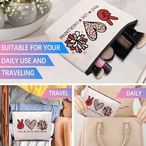 Cheer leading Gifts for Women, Makeup Cosmetic Bag Gifts for Cheer-leading Women Friends, Birthday Gifts for Cheerleader travel Makeup Pouch