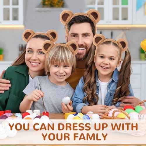 Brown Bear Ears Headband Party Headwear Makeup Face Washing Hairband Cute Animal Hair Bands Festival Cosplay Costume Decoration Hair Hoops for Women Girls Christmas