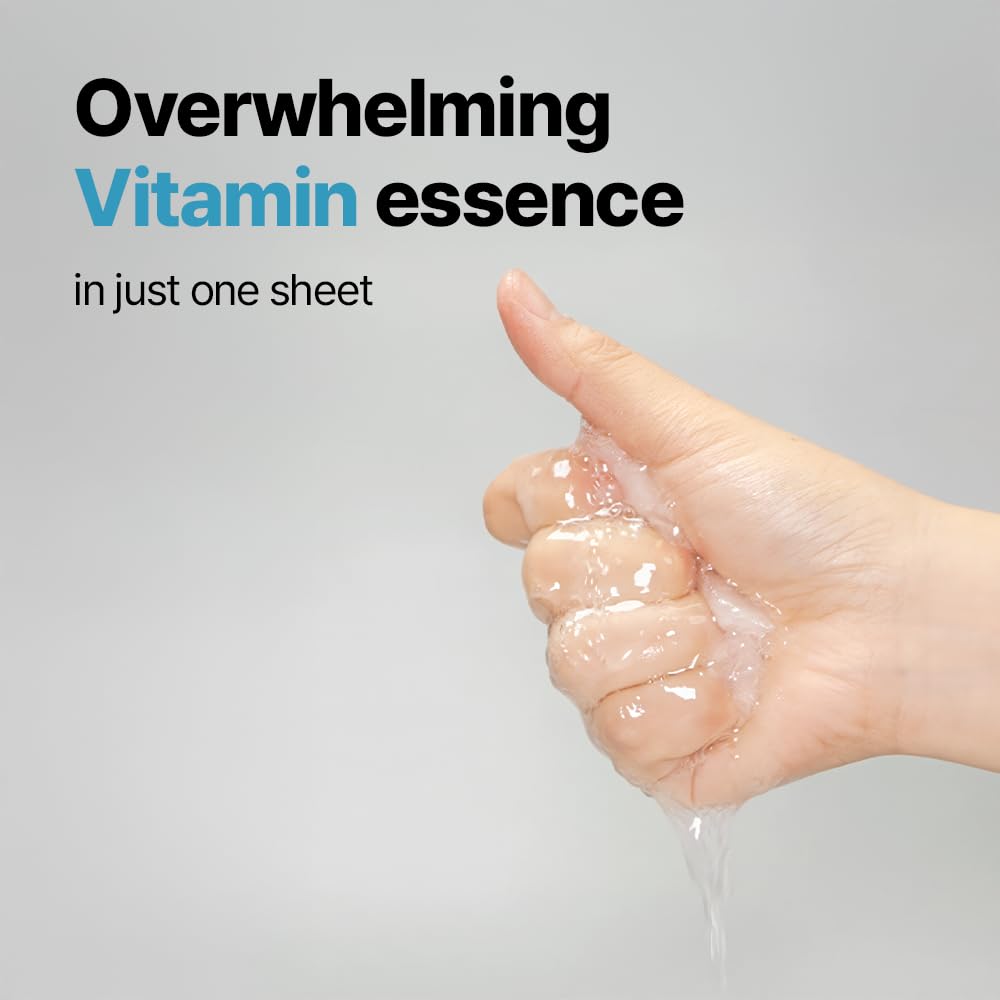 Vitamin C and Niacinamide Authentic Glow Sheet Mask - even skin tone, helps reduce hyperpigmentation and blemish care, glass skin, instant glow, non irritating, Korean skincare, 10 sheets/0.7 oz