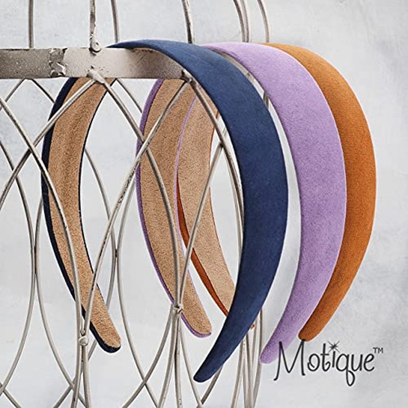 Motique Accessories 1 Inch Wide Suede Like Headband Solid Hair band for Women and Girls (Red)