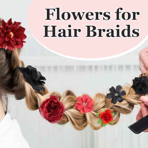 36 Pack Flower Hair Clips Rose Floral Hair Accessories for Women Boho Bride Claw Clip Side Hair Clip Hairpin Brooch Pin Headpiece for Girls Wedding Halloween Hairstyles