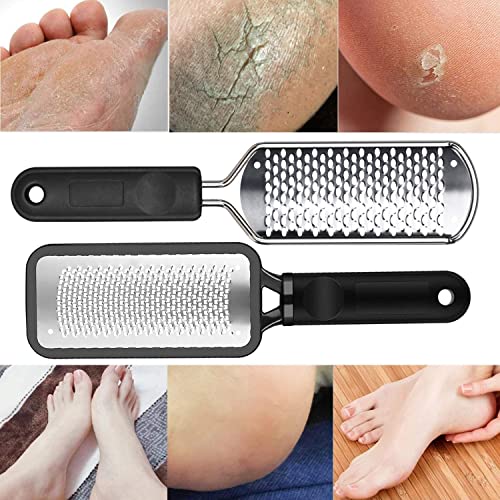 Pedicure Foot File - 2Pcs Stainless Steel Colossal Foot Rasp, Dead Skin Remover for Feet, Professional Pedicure Tools Washable and Reusable