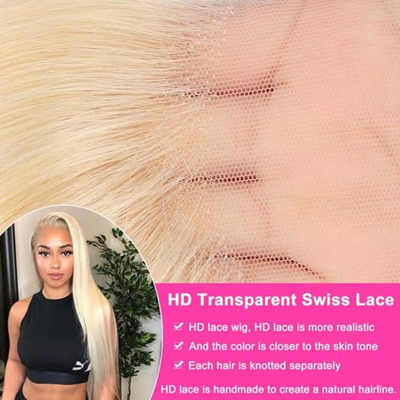 28 Inch 613 Lace Front Wig Human Hair Straight Blonde Lace Front Wigs 13x4 613 Long Straight HD Lace Frontal Wig for Black Women 180% Density Human Hair Wig Glueless Wig Pre Plucked with Baby Hair