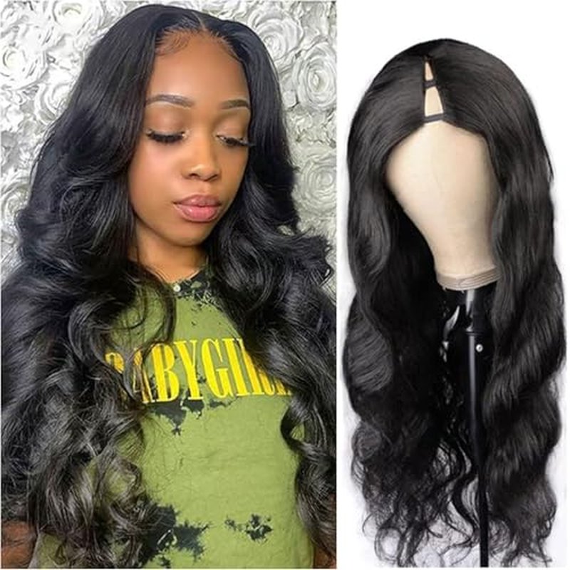 V Part Wig Human Hair Body Wave Glueless No Leave Out Upgrade 22 Inch U Part Wigs Human Hair Clip In Half Wigs 100% Real Human Hair Elastic Drawstring For Women 180% Density Nutural