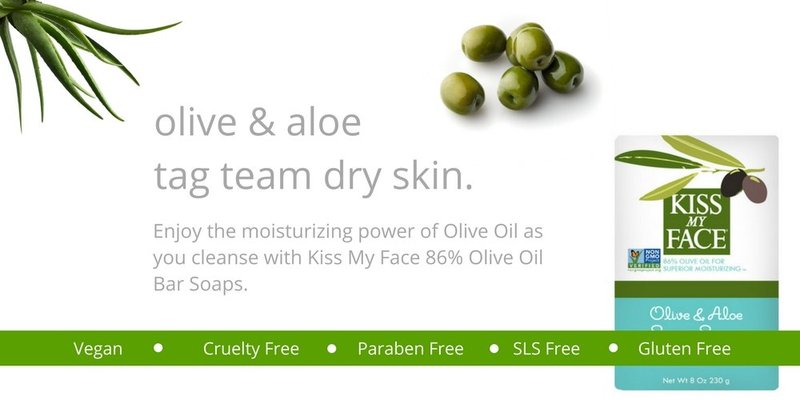 Kiss My Face Pure Olive Oil Soap - Moisturizing Aloe Vera Bar Soap | 8 oz, 8 Pack