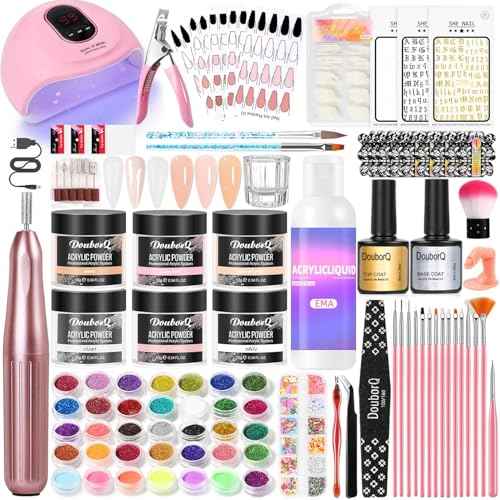 Nail Kit For Beginners With Everything Acrylic Nail Kit With Drill & Lamp Glitter Powder DIY Salon For Women