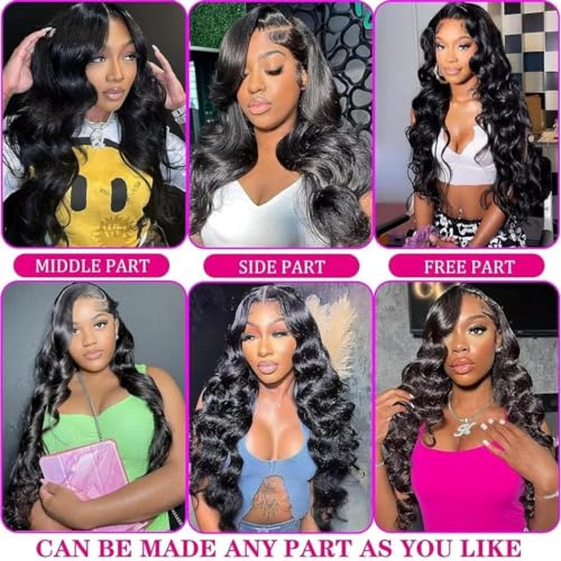 24 Inch Lace Front Wigs Human Hair 10A 6x4 Glueless Wigs Human Hair Pre Plucked Pre Cut Body Wave Lace Front Wigs Human Hair 180% Denisty HD Transparent Lace Frontal Wigs Human Hair For Black Women
