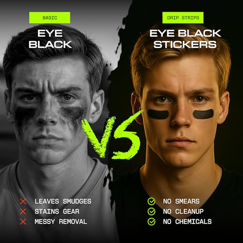DRIP Strips Flexible Eye Black Stickers, 24 Pack, Stretch-Fit Tape, Moves With You, Breathable, Sweat-Proof, Athletic-Grade Hold for Baseball, Football, Softball, Lacrosse, Hockey, Soccer, OG Strips