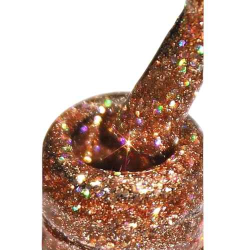 Champagne Gold Glitter Gel Nail Polish, Reflective Nail Polish, Nail Art DIY Manicure Salon, DIY Nail Design, Nail Art Gifts for Girls Women (02, 7.5ml)