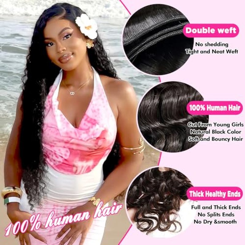 12 A Brazilian Deep Wave Human Hair Bundles(18 20 22) 100% Unprocessed Virgin Remy Hair Deep Curly Human Hair Weave 3 Bundles Extensions for Black Women Natural Color