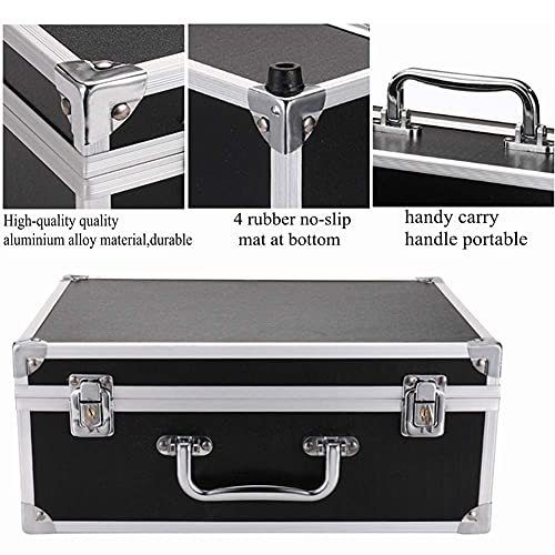 Tattoo Kit Box,Tattoo Case Organizer 12.6" x 9.5" x 5.1" W/Lock Machine Carrying Case,Aluminum Alloy with Sponge for Tatto Machine Box (black)